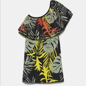 Zara ruffled jacquard dress